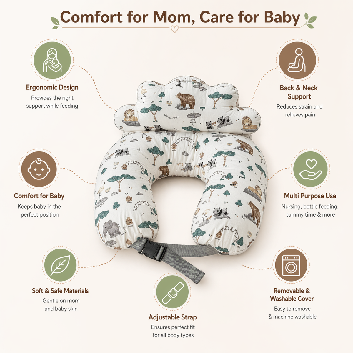 White Dino Feeding Pillow