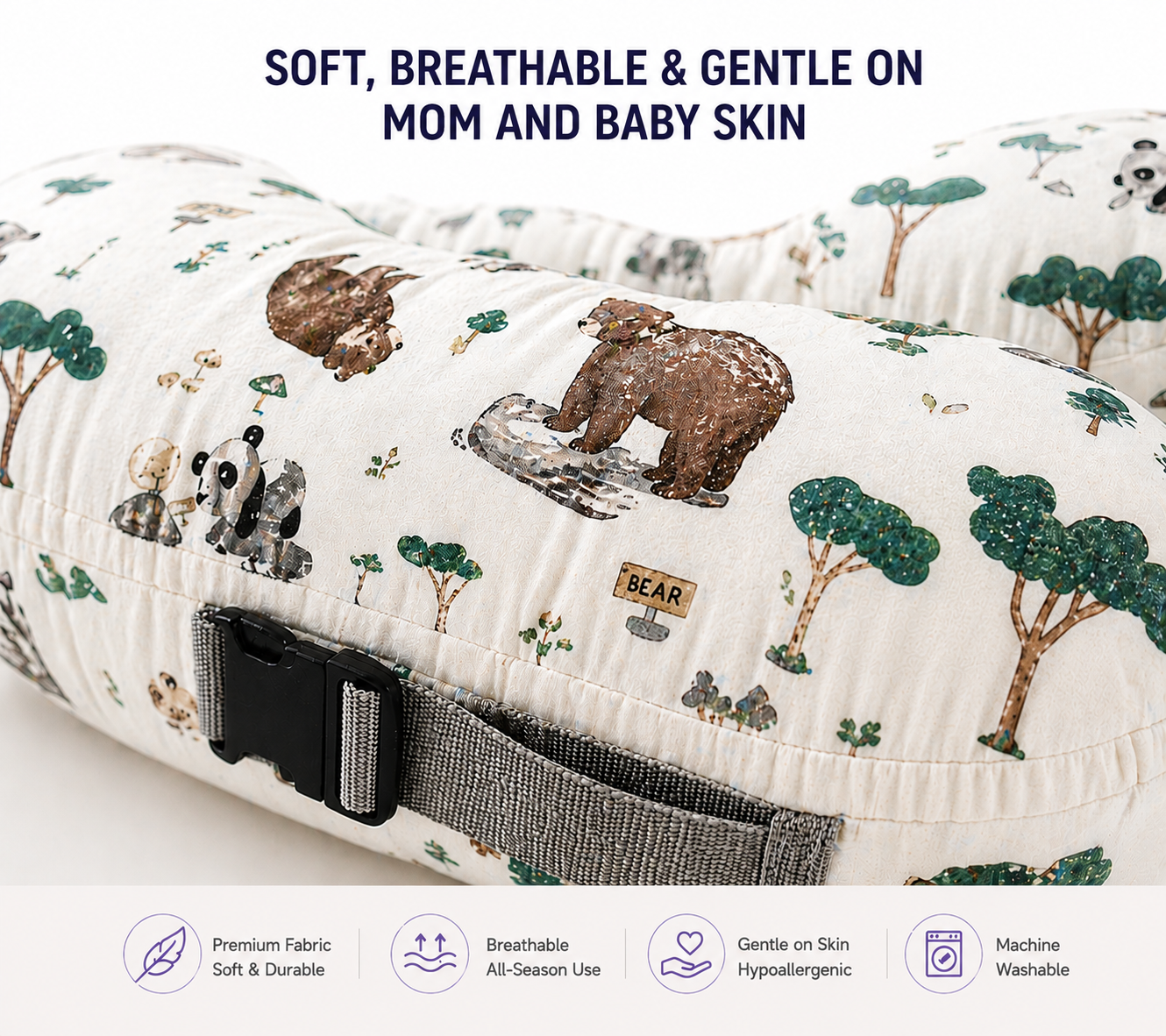 White Dino Feeding Pillow