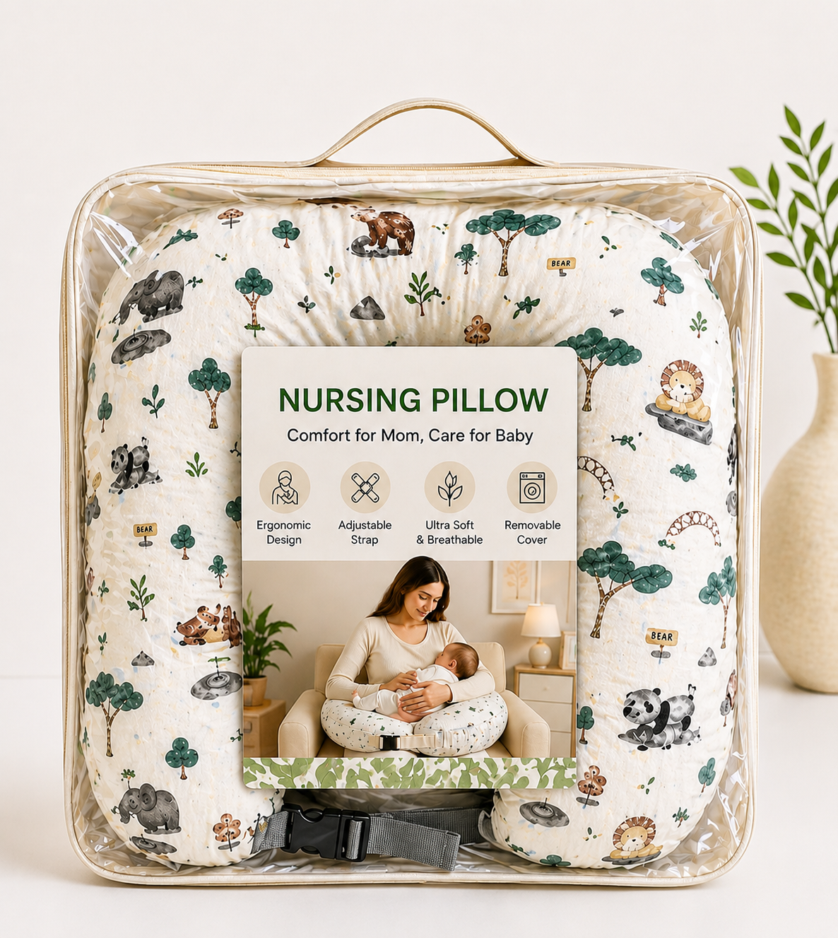 White Dino Feeding Pillow