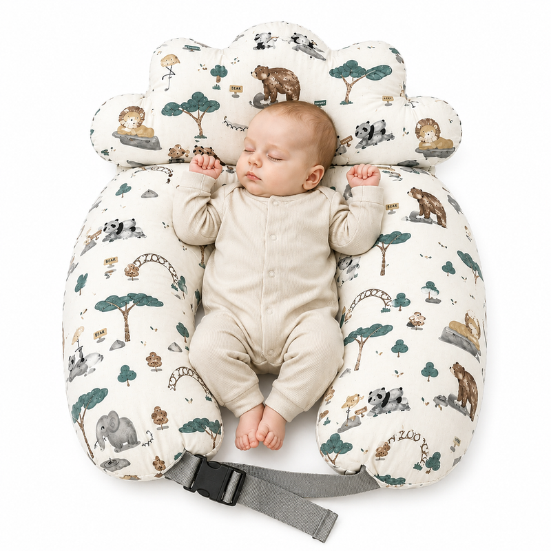 Off white animal print feeding pillow